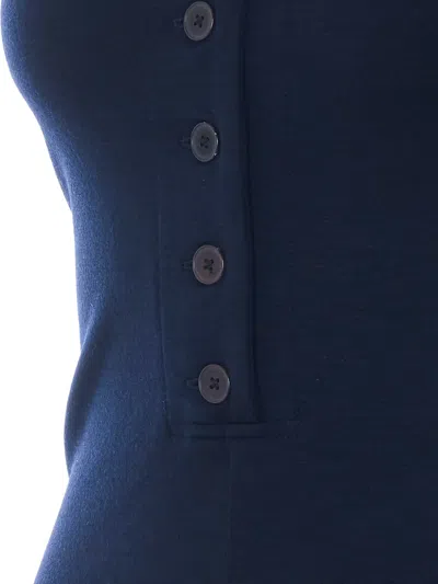 Auralee Button-front V-neck Top In Blue