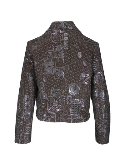 Peter Cohen Patterned Shawl-collar Jacket In Brown