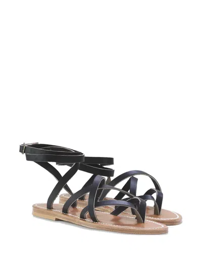 Kjacques Black Ankle Strap Sandals In Black