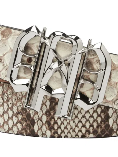 Philipp Plein Gothic Plein Python-leather Belt In Neutral