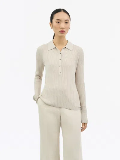 Tiger Of Sweden Isla Strikket Ribbet Polo In White