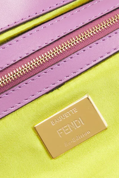 Pre-owned Fendi Beaded Re-edition Baguette Shoulder Bag In Purple