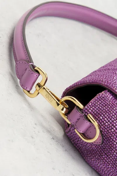Pre-owned Fendi Beaded Re-edition Baguette Shoulder Bag In Purple