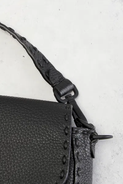 Pre-owned Fendi Selleria Baguette Shoulder Bag In Black