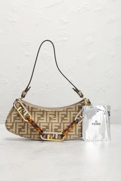 Pre-owned Fendi O'lock Swing Shoulder Bag In Sand