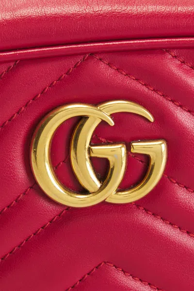 Pre-owned Gucci Mini Gg Marmont Shoulder Bag In Red