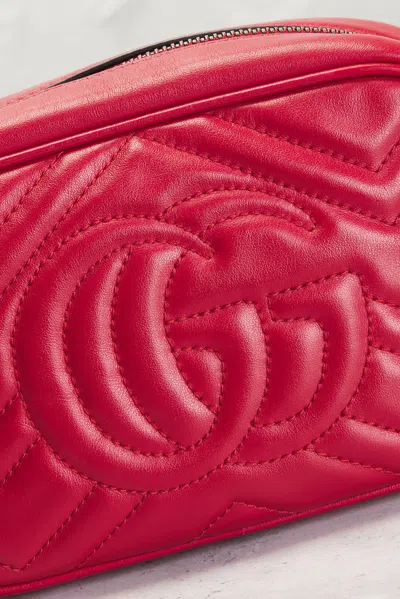 Pre-owned Gucci Mini Gg Marmont Shoulder Bag In Red