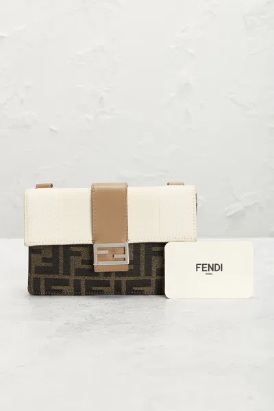 Pre-owned Fendi Zucca Baguette Shoulder Bag In Brown