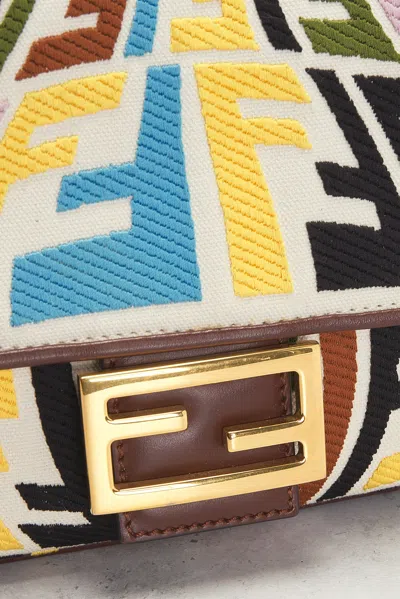 Pre-owned Fendi X Sarah Coleman Ff Fish Eye Embroidered Baguette Nm Shoulder Bag In Multi