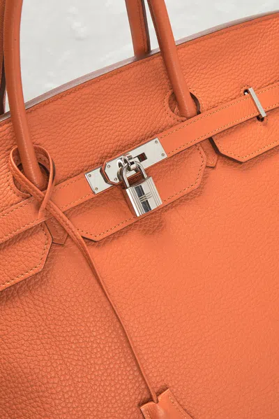 Pre-owned Hermes Togo Birkin 40 Handbag In Orange