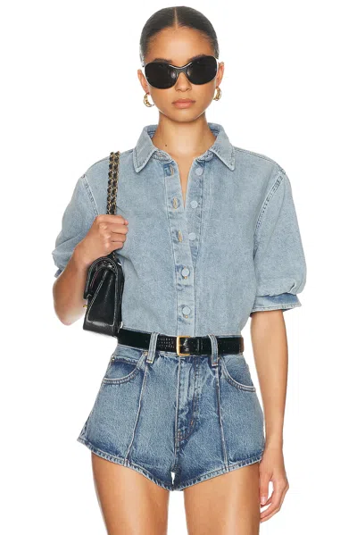 Frame The Billow Sleeve Shirt In Blue