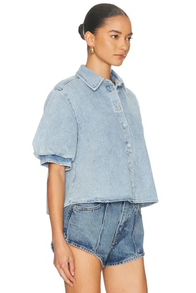 Frame The Billow Sleeve Shirt In Blue