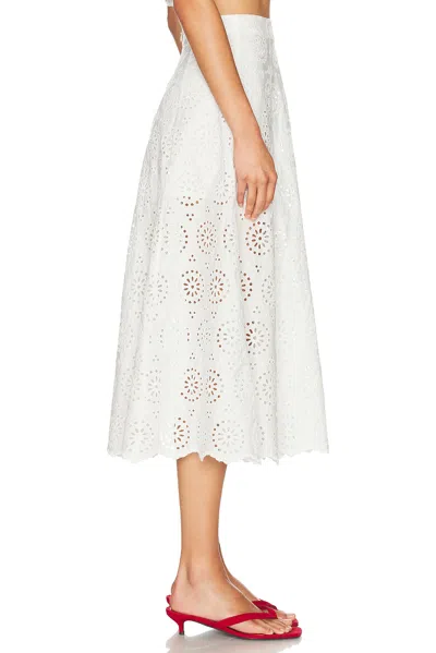 Frame Solstice Embroidered Midi Skirt In White