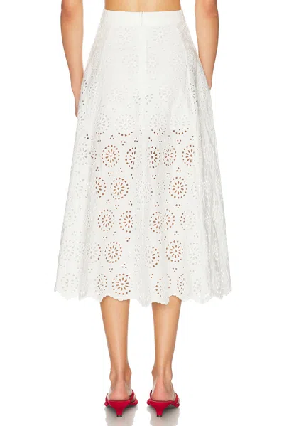 Frame Solstice Embroidered Midi Skirt In White