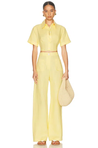 Matthew Bruch Barrel Button Pocket Pant In Yellow