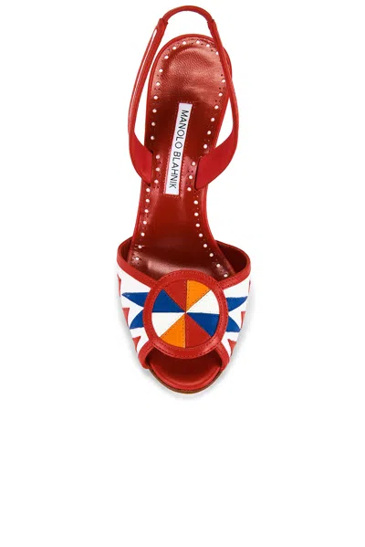 Manolo Blahnik Slingback Patterned Heeled Sandals In Multi