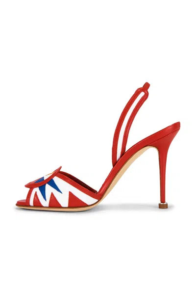 Manolo Blahnik Slingback Patterned Heeled Sandals In Multi