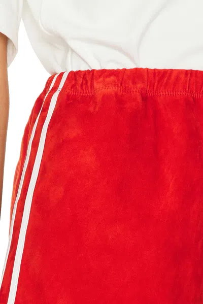 Sprwmn Dolphin Athletic Stripe Leather Short In Red