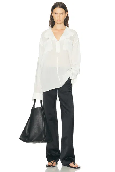 Totême Overlapping Collar Blouse In White