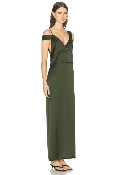 Totême V Neck Slip Dress In Green