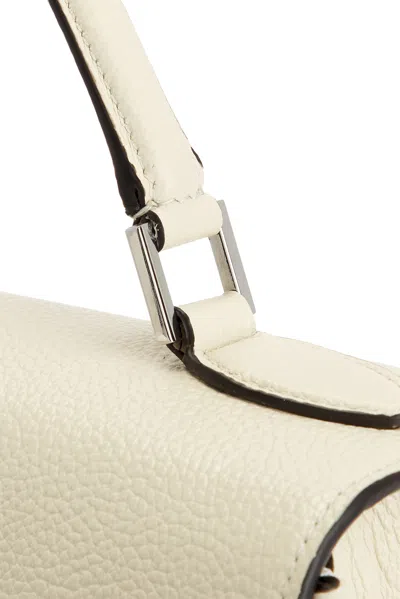 Totême Box Grained Leather Top Handle Bag In White
