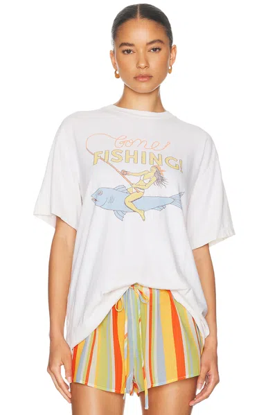 Re/done Boyfriend Tee Fishing In White