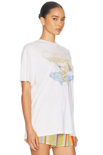 Re/done Boyfriend Tee Fishing In White