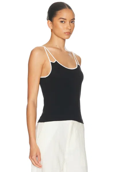 Re/done Gemini Reversible Spaghetti Strap Tank In Black