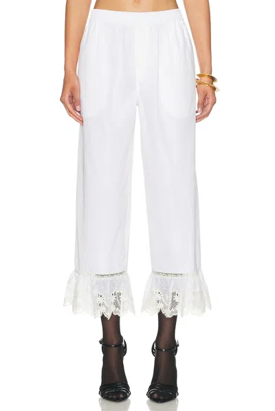 Saint Laurent Cropped Straight Leg Pant In White