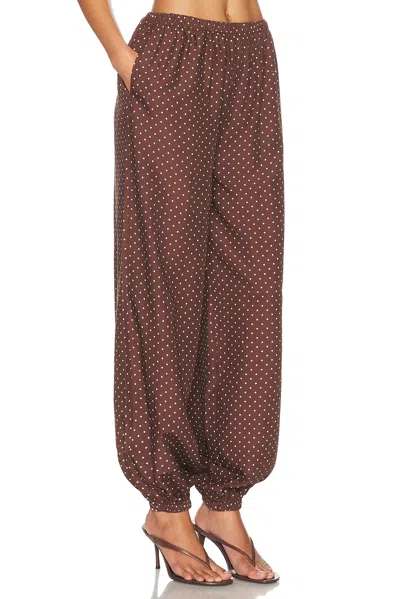 Posse Evie Polka Dot Mid Rise Balloon Pants In Brown