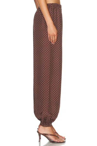 Posse Evie Polka Dot Mid Rise Balloon Pants In Brown