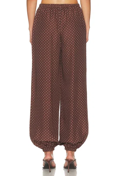 Posse Evie Polka Dot Mid Rise Balloon Pants In Brown