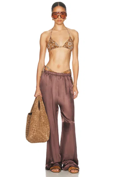 Skims Signature Swim Triangle Bikini Top In Brown