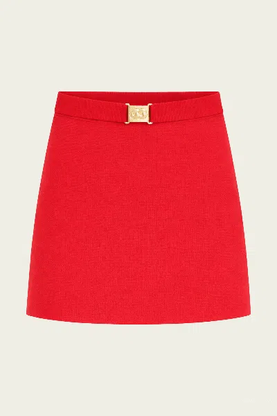Cult Gaia Amoret Knit Skirt In Ghermez In Red