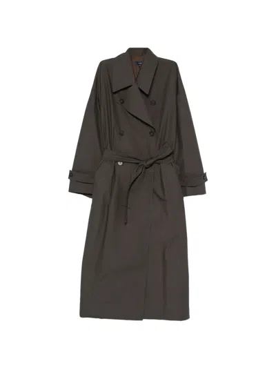 Soeur Helio Double-breasted Belted Coat In Gray
