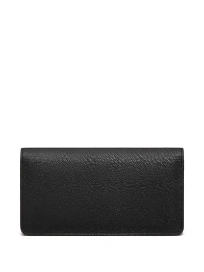 Valentino Garavani Vlogo Signature Grainy Calfskin Wallet With Chain Woman Black Uni In Black