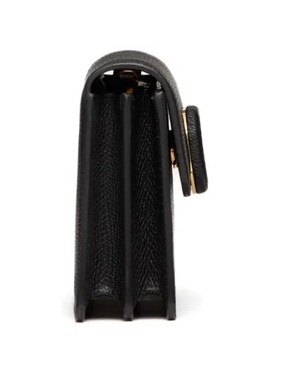 Valentino Garavani Vlogo Signature Grainy Calfskin Wallet With Chain Woman Black Uni In Black
