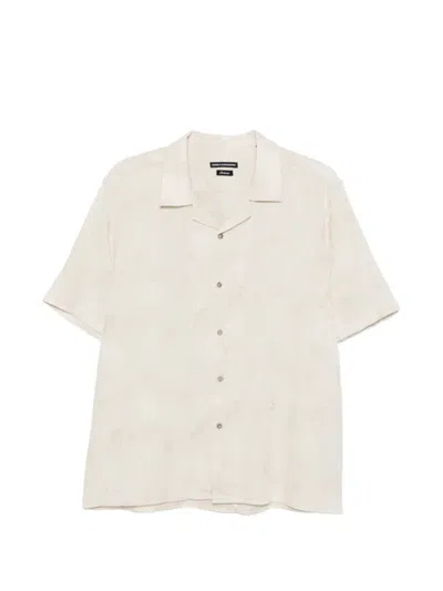 Daniele Alessandrini Floral-jacquard Short-sleeve Shirt In Neutral