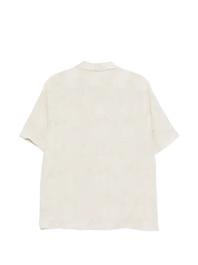 Daniele Alessandrini Floral-jacquard Short-sleeve Shirt In Neutral