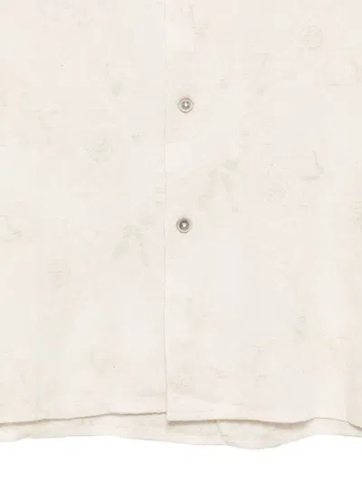 Daniele Alessandrini Floral-jacquard Short-sleeve Shirt In Neutral