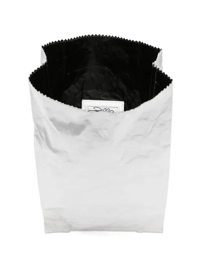 Zilla Crinkled-effect Clutch Bag In Silver