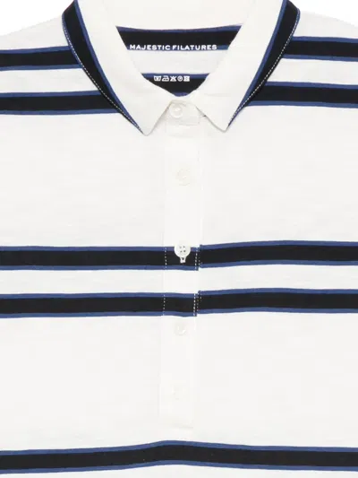 Majestic Striped Polo Shirt In White