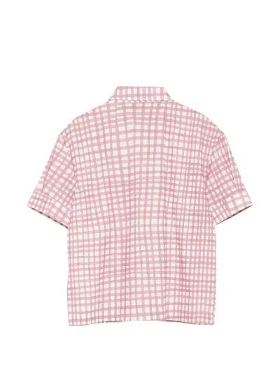 Pence Laura Gingham-check Short-sleeve Shirt In Pink