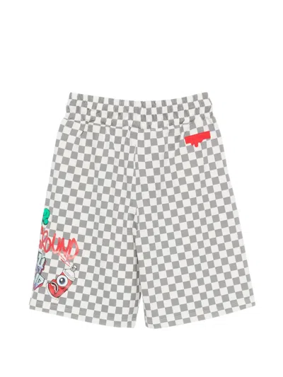 Sprayground Kid Checkered-pattern Shorts In Gray