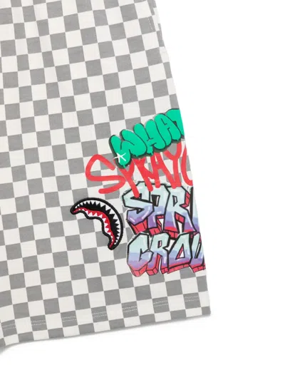 Sprayground Kid Checkered-pattern Shorts In Gray