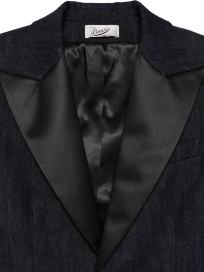 LIL 缎面翻领牛仔西装夹克