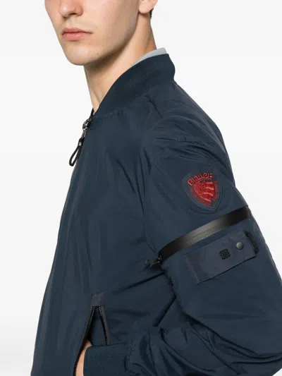 Blauer Logo-patch Bomber Jacket In Blue