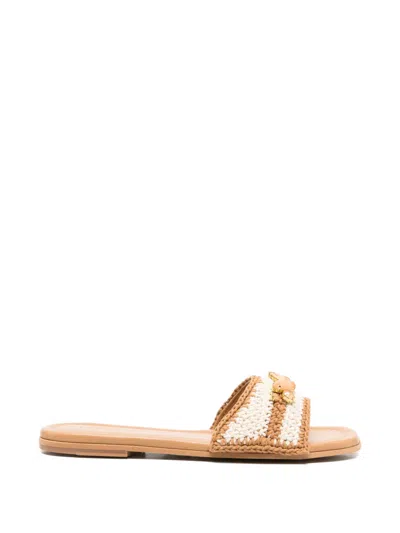 Inuikii Woven Cali Crystal-embellished Sandals In Brown