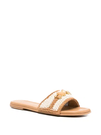 Inuikii Woven Cali Crystal-embellished Sandals In Brown