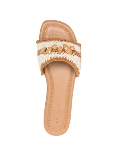 Inuikii Woven Cali Crystal-embellished Sandals In Brown